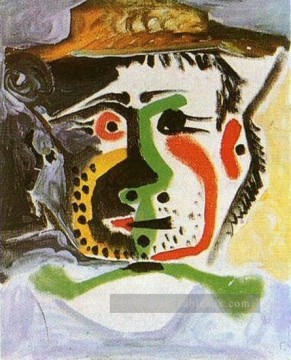 Tête d’homme au chapeau 1972 cubiste Peinture à l'huile